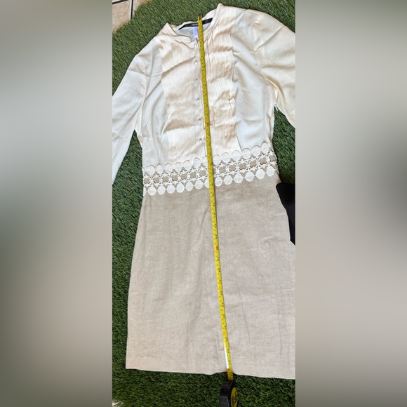 NWT ElegantCream and Tan Dress with Lace  Size S - Picture 10 of 15